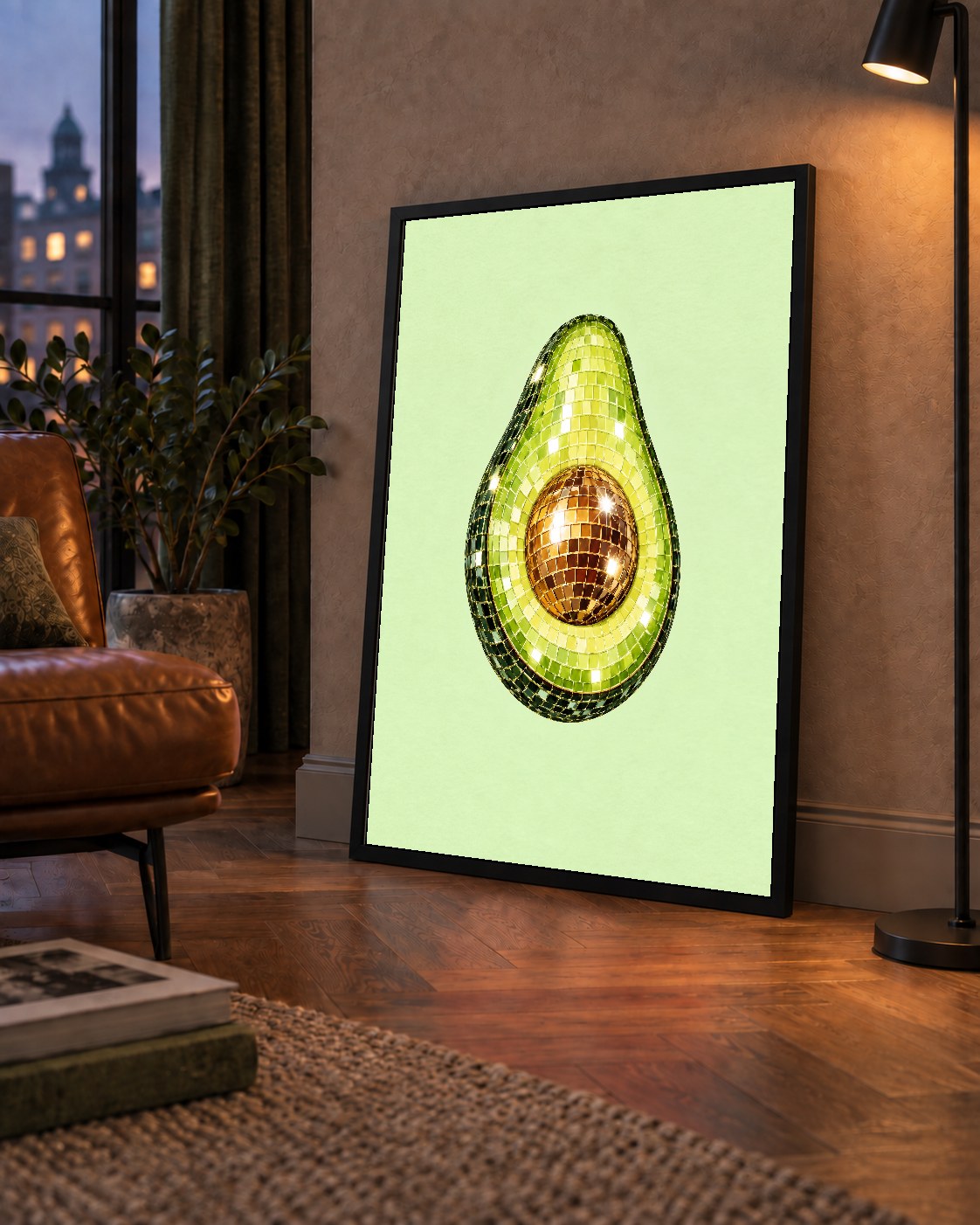 Mozaik Avokado Dijital Poster – Modern Sanat Baskısı