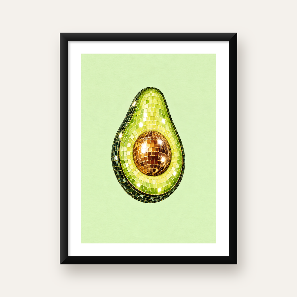 Mozaik Avokado Dijital Poster – Modern Sanat Baskısı — Dikey baskı, beyaz paspartulu
