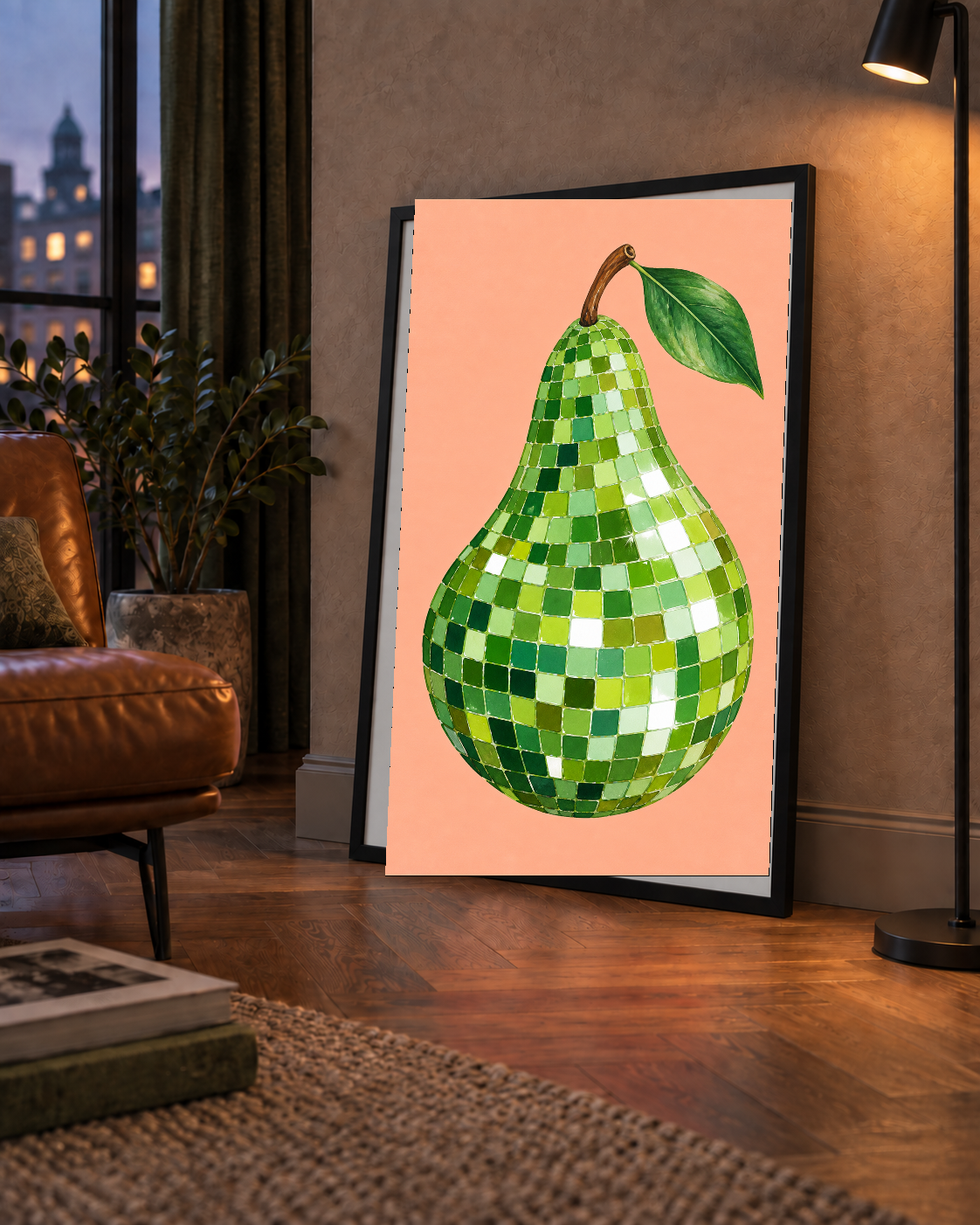 Mozaik Desenli Armut Poster – Modern ve Renkli Duvar Dekoru