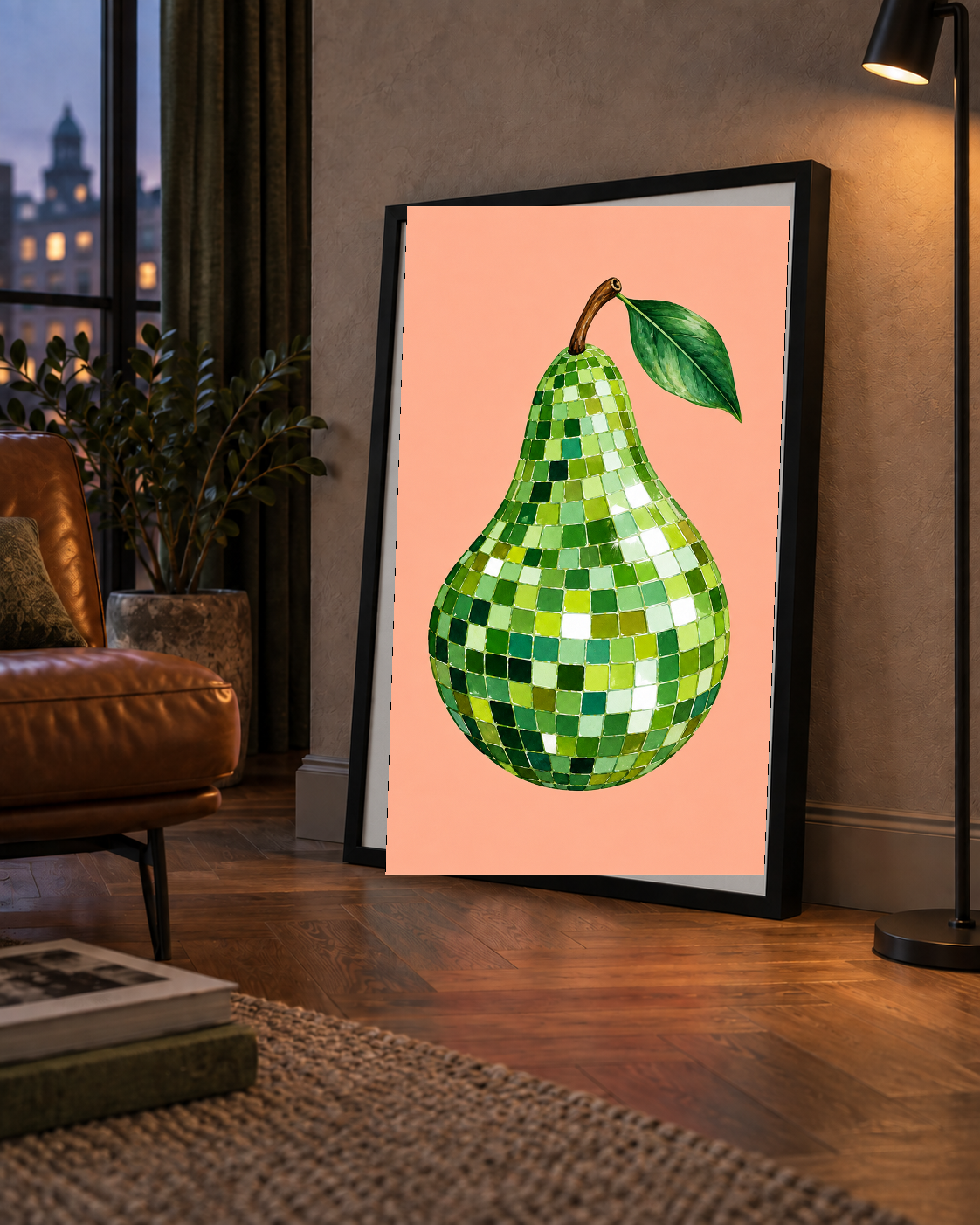 Mozaik Desenli Armut Poster – Modern ve Renkli Duvar Dekoru