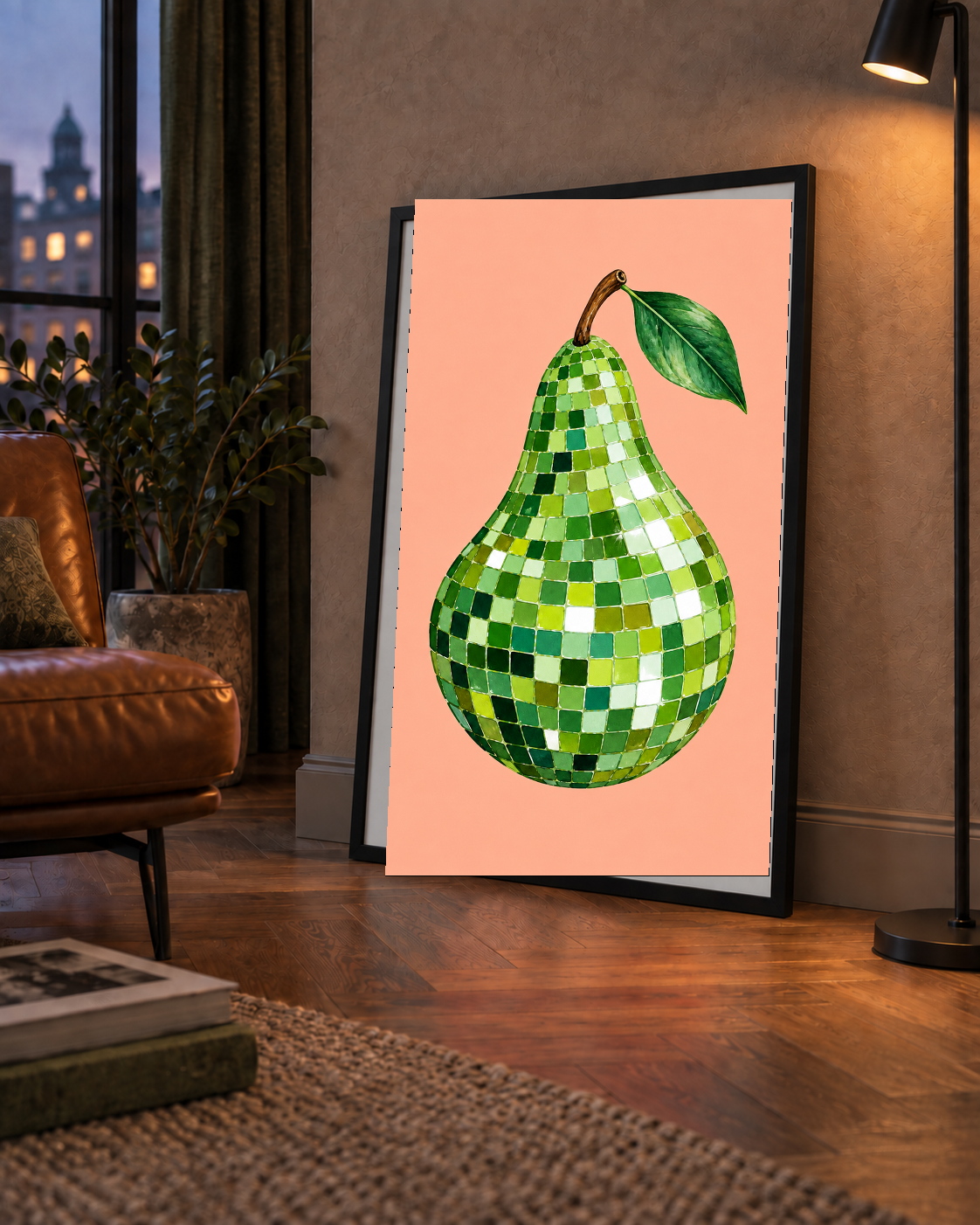 Mozaik Desenli Armut Poster – Modern ve Renkli Duvar Dekoru