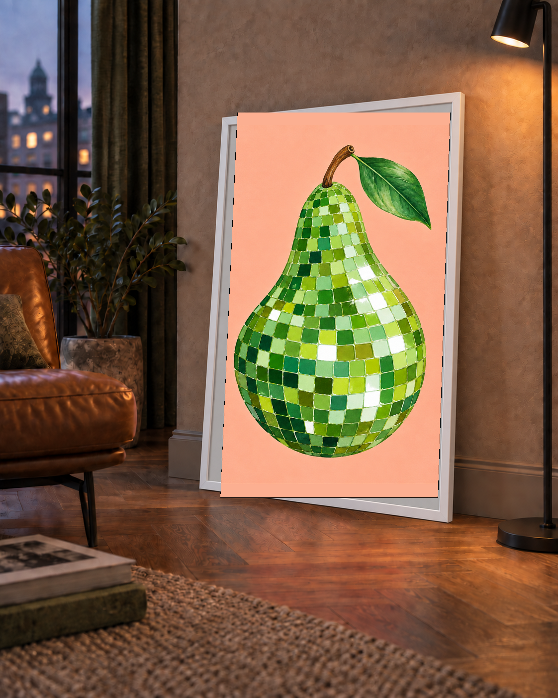Mozaik Desenli Armut Poster – Modern ve Renkli Duvar Dekoru