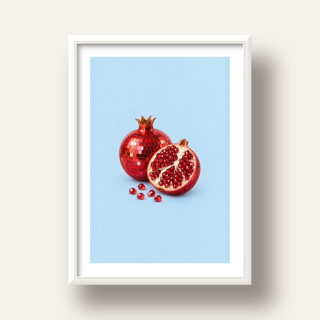 Modern Mozaik Nar İllüstrasyon Poster – Dijital Sanat — beyaz derin çerçeveli paspartulu