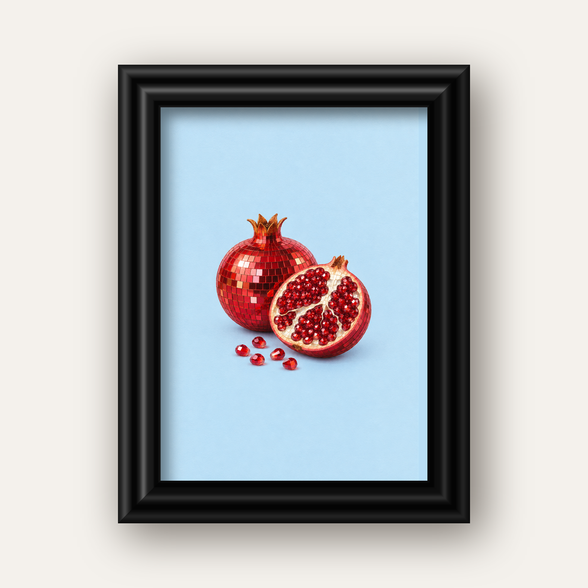 Modern Mozaik Nar İllüstrasyon Poster – Dijital Sanat — siyah galeri çerçeveli