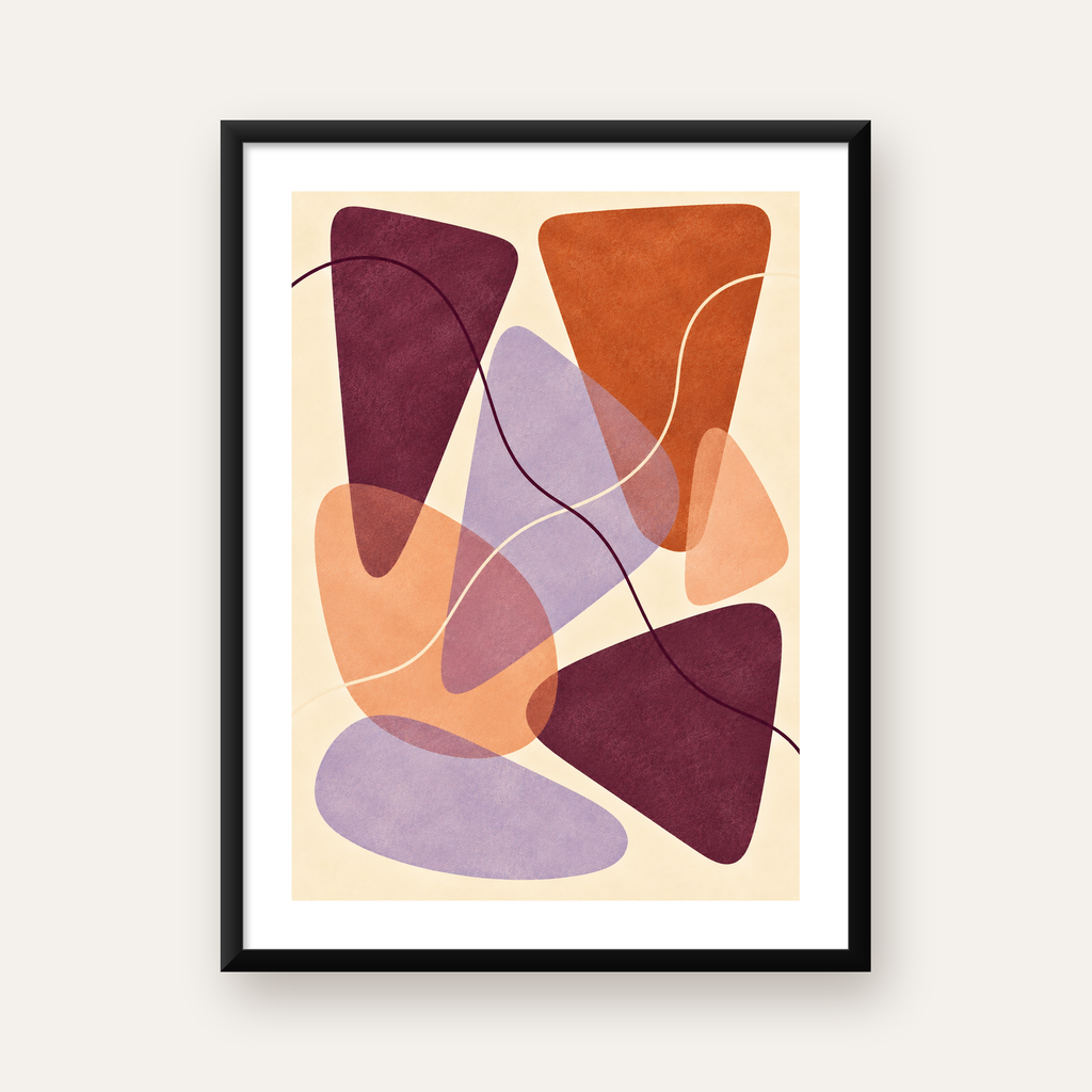Soyut Renkli Şekiller – Modern Geometrik Dijital Poster — Dikey baskı, beyaz kenar boşluklu