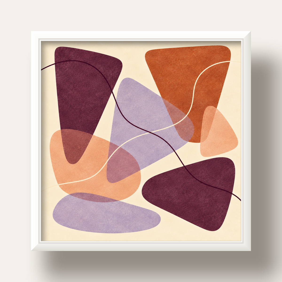 Soyut Renkli Şekiller – Modern Geometrik Dijital Poster — beyaz derin çerçeveli