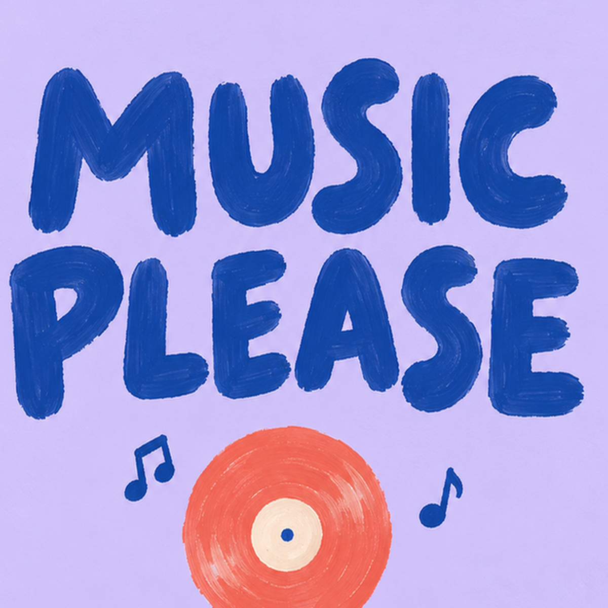 Müzik Temalı Tipografi Poster – Music Please Renkli Tasarım — baskının yakın çekimi, kâğıt dokusu ve renk detayı