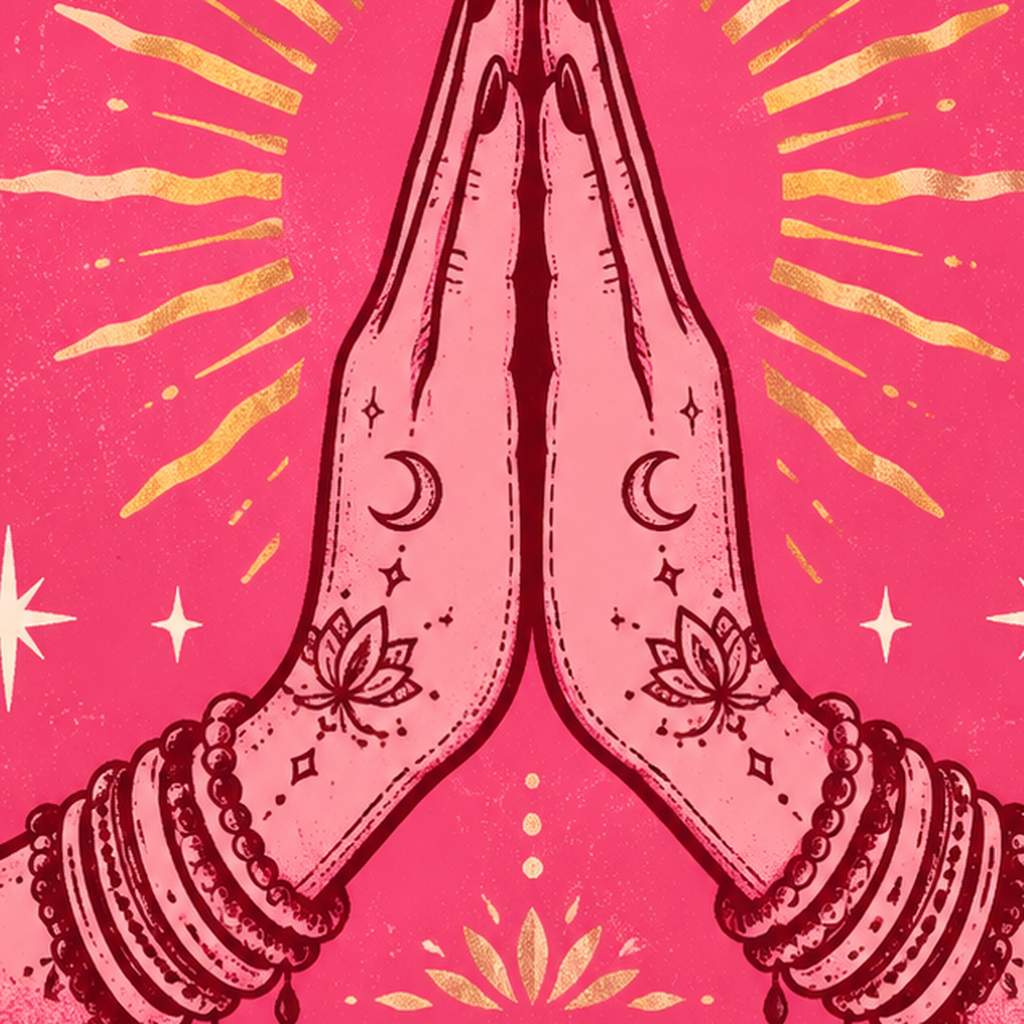 Mizahi Yoga Poster: Namaste, Bitches – Renkli Modern Tasarım — baskının yakın çekimi, kâğıt dokusu ve renk detayı