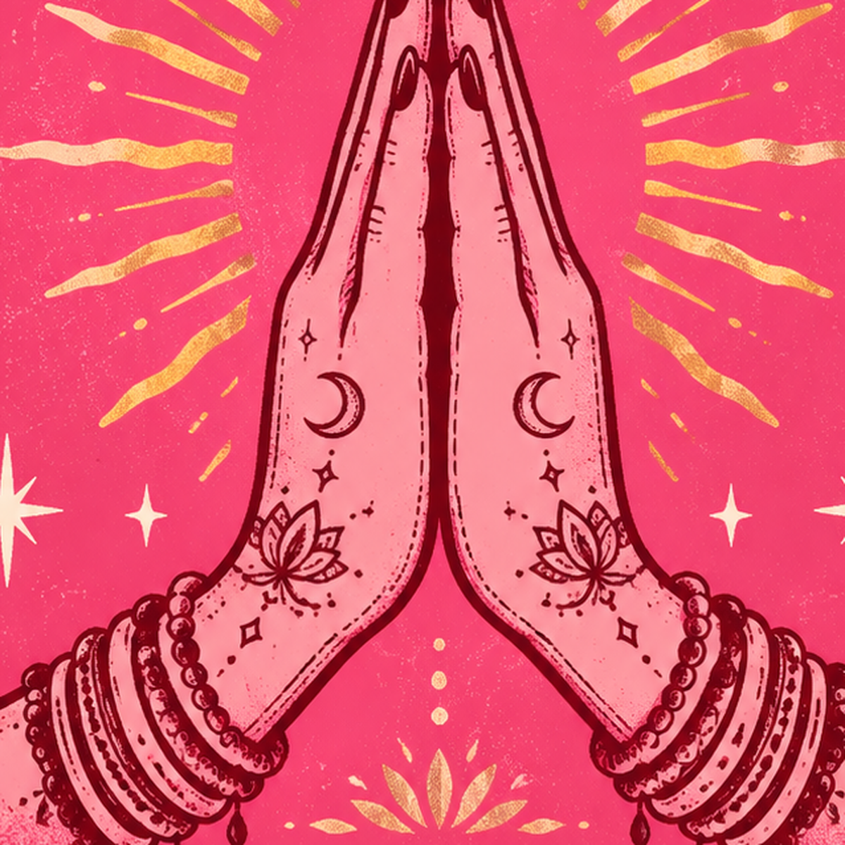 Mizahi Yoga Poster: Namaste, Bitches – Renkli Modern Tasarım — baskının yakın çekimi, kâğıt dokusu ve renk detayı