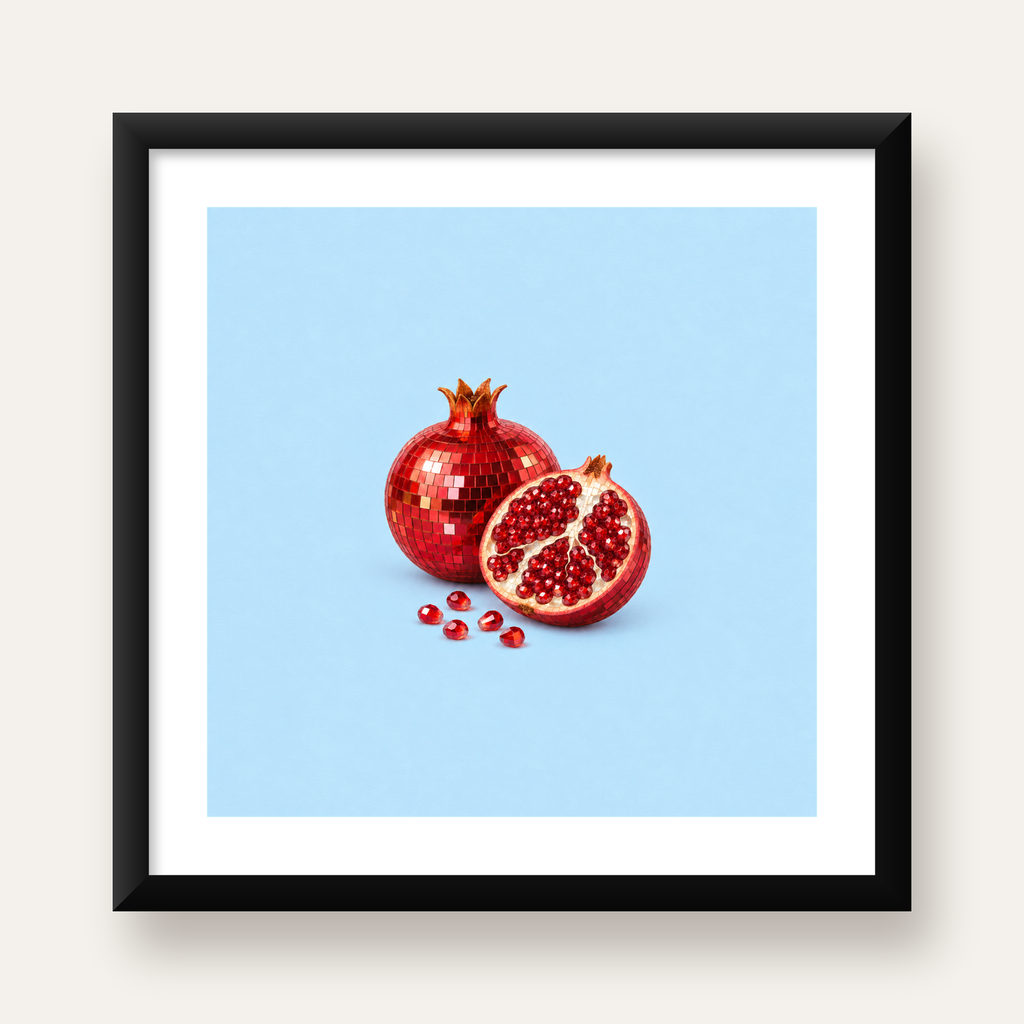 Modern Mozaik Nar İllüstrasyon Poster – Dijital Sanat — Kare baskı, beyaz paspartulu