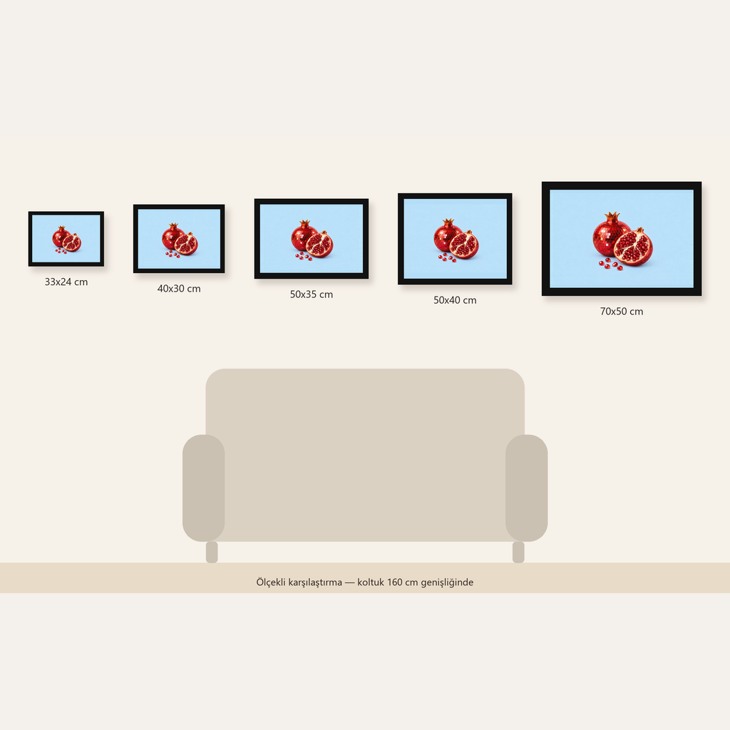 Modern Mozaik Nar İllüstrasyon Poster – Dijital Sanat — Yatay ölçülerinin karşılaştırması