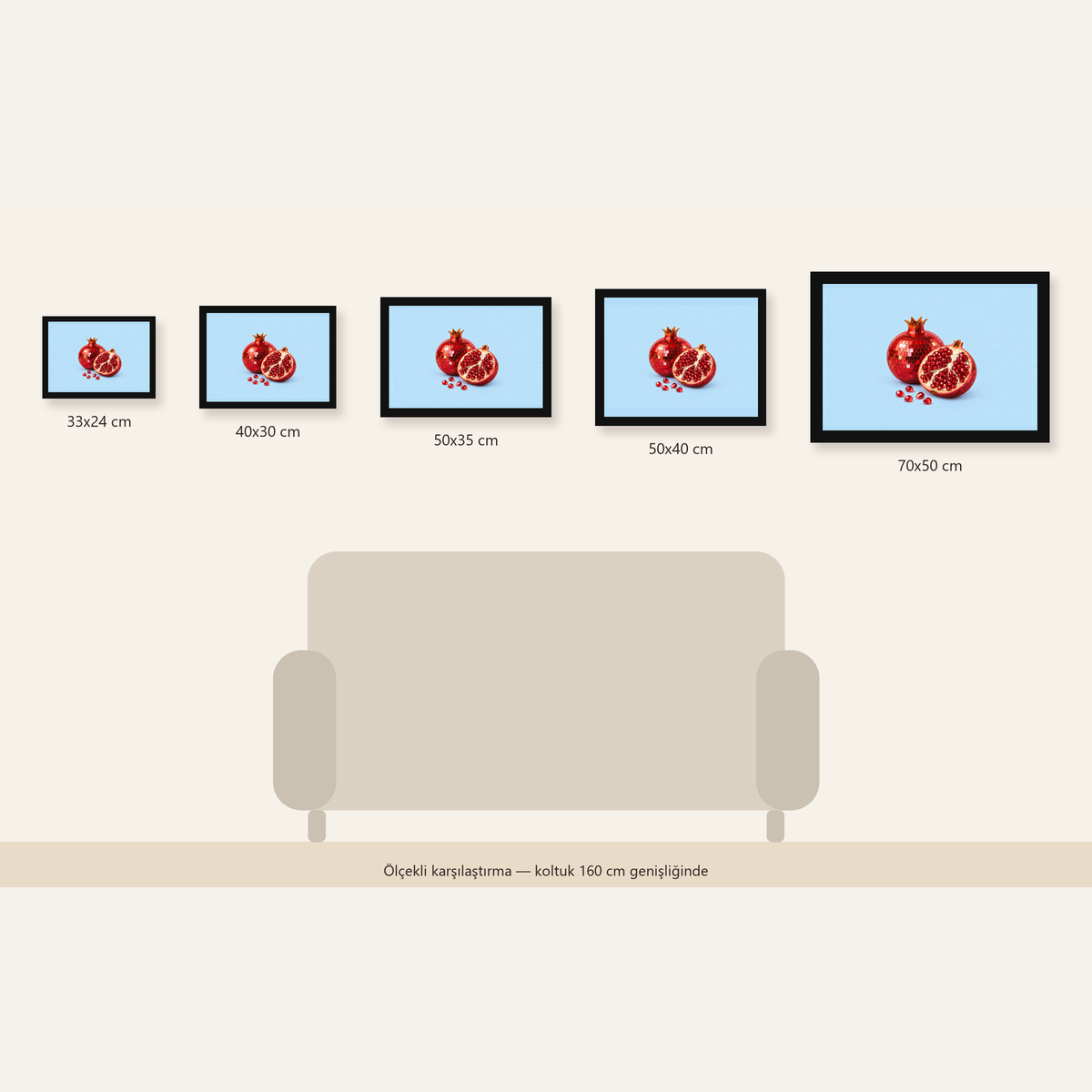 Modern Mozaik Nar İllüstrasyon Poster – Dijital Sanat — Yatay ölçülerinin karşılaştırması