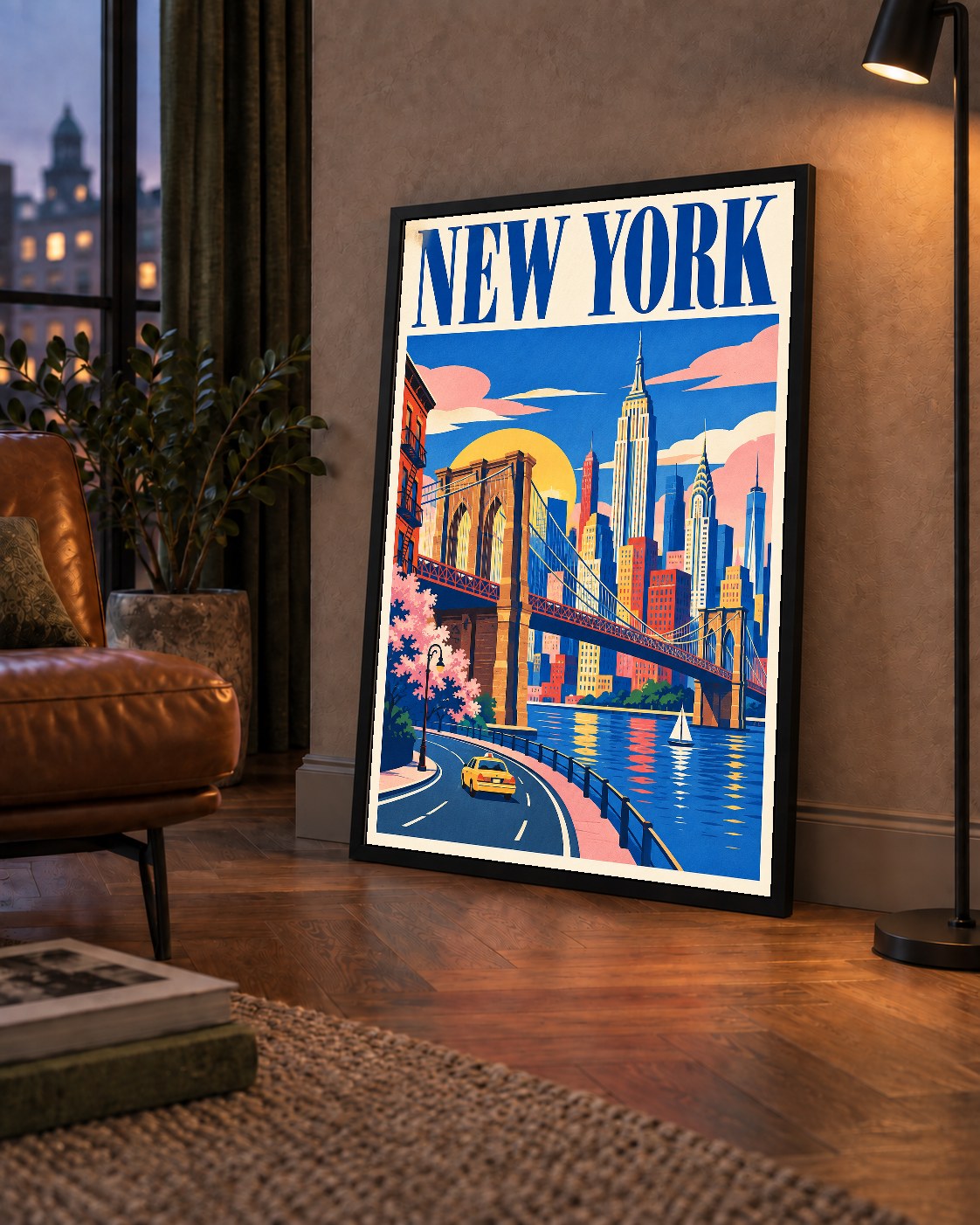 New York Şehir Manzarası Grafik Poster – Modern Duvar Dekoru