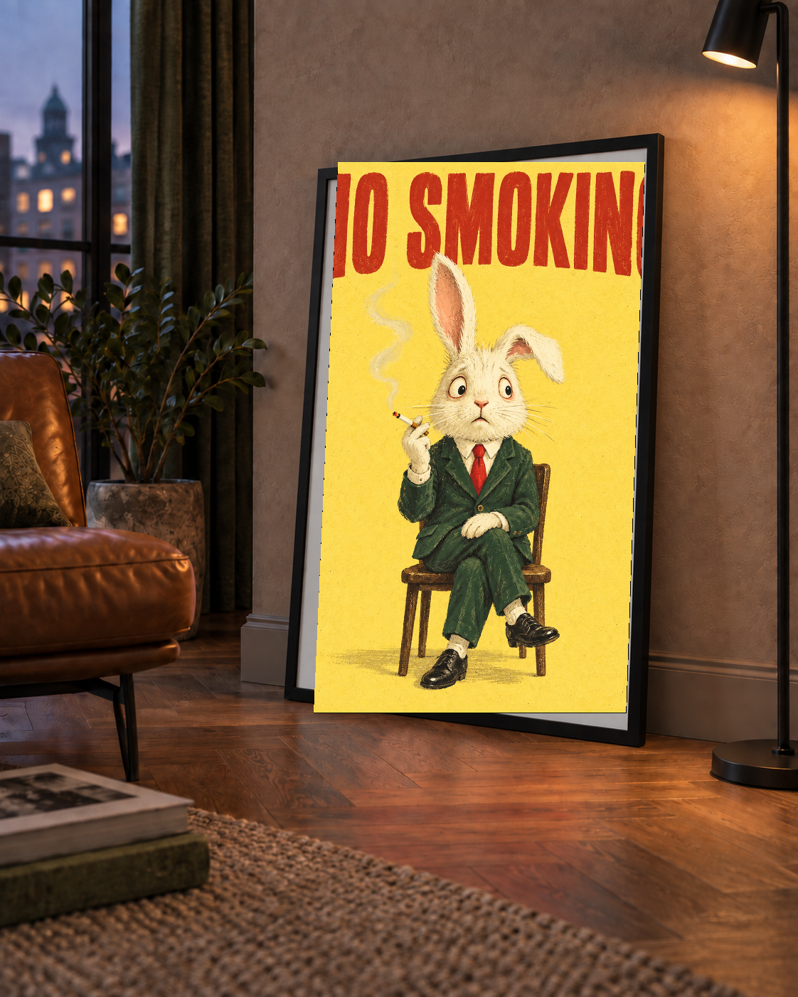 No Smoking: Mizahi Sigara İçen Tavşan Poster