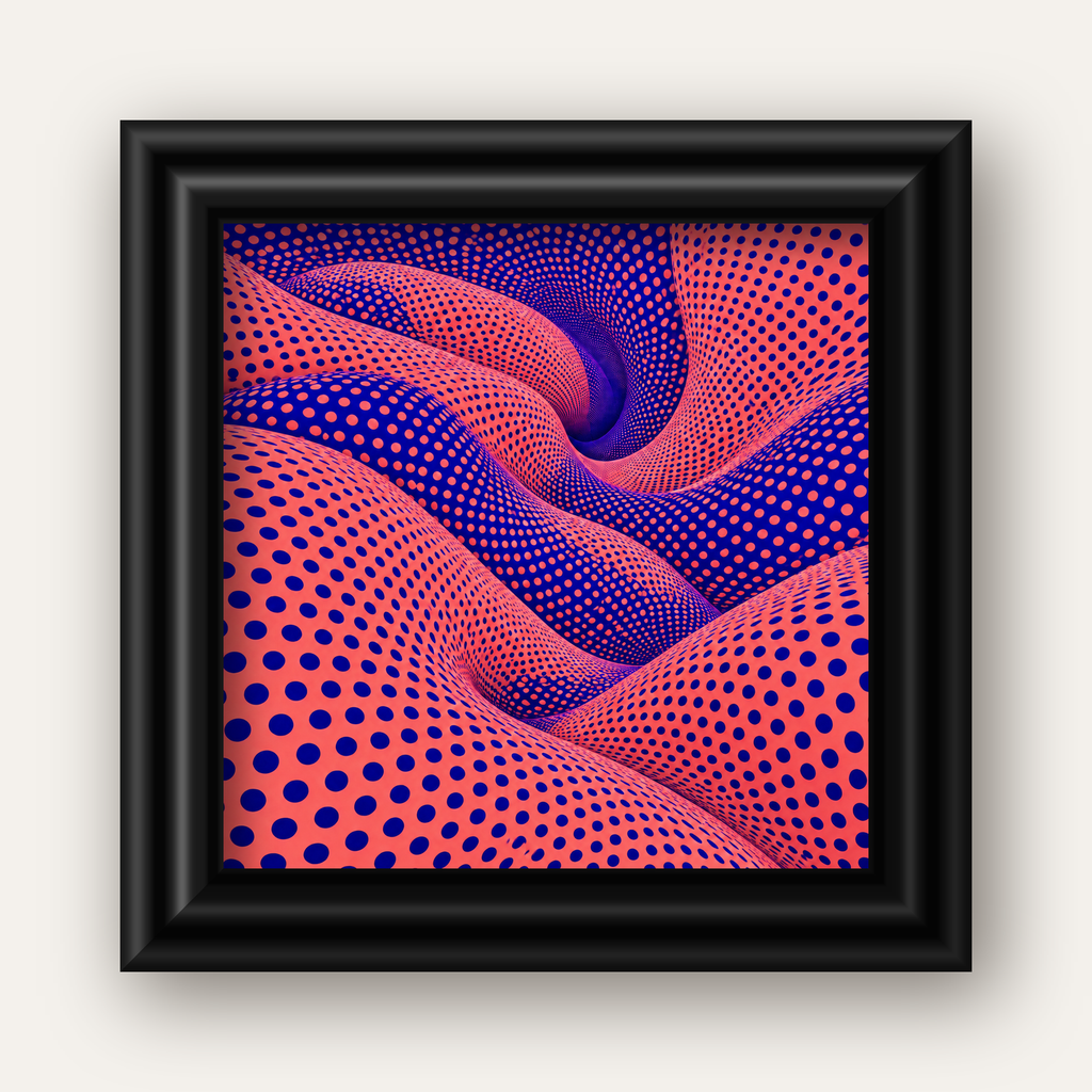 Optik İllüzyon Dalgalı Nokta Desenli Modern Poster — siyah galeri çerçeveli