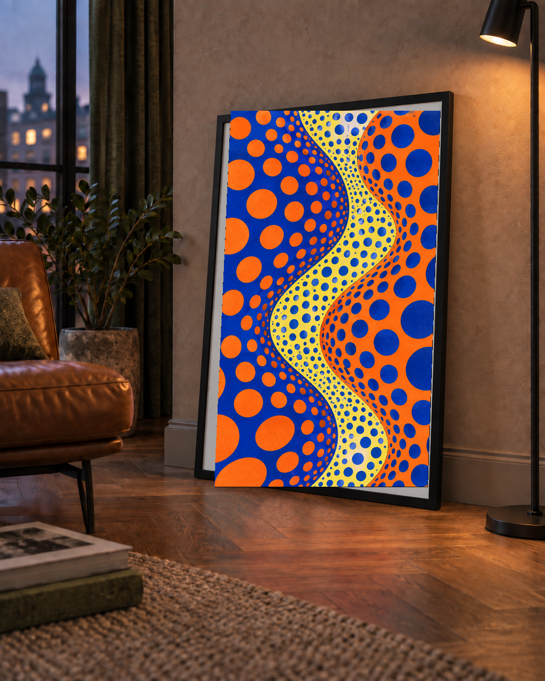 Optik İllüzyon Daire Desenli Modern Poster - Renkli Dalga