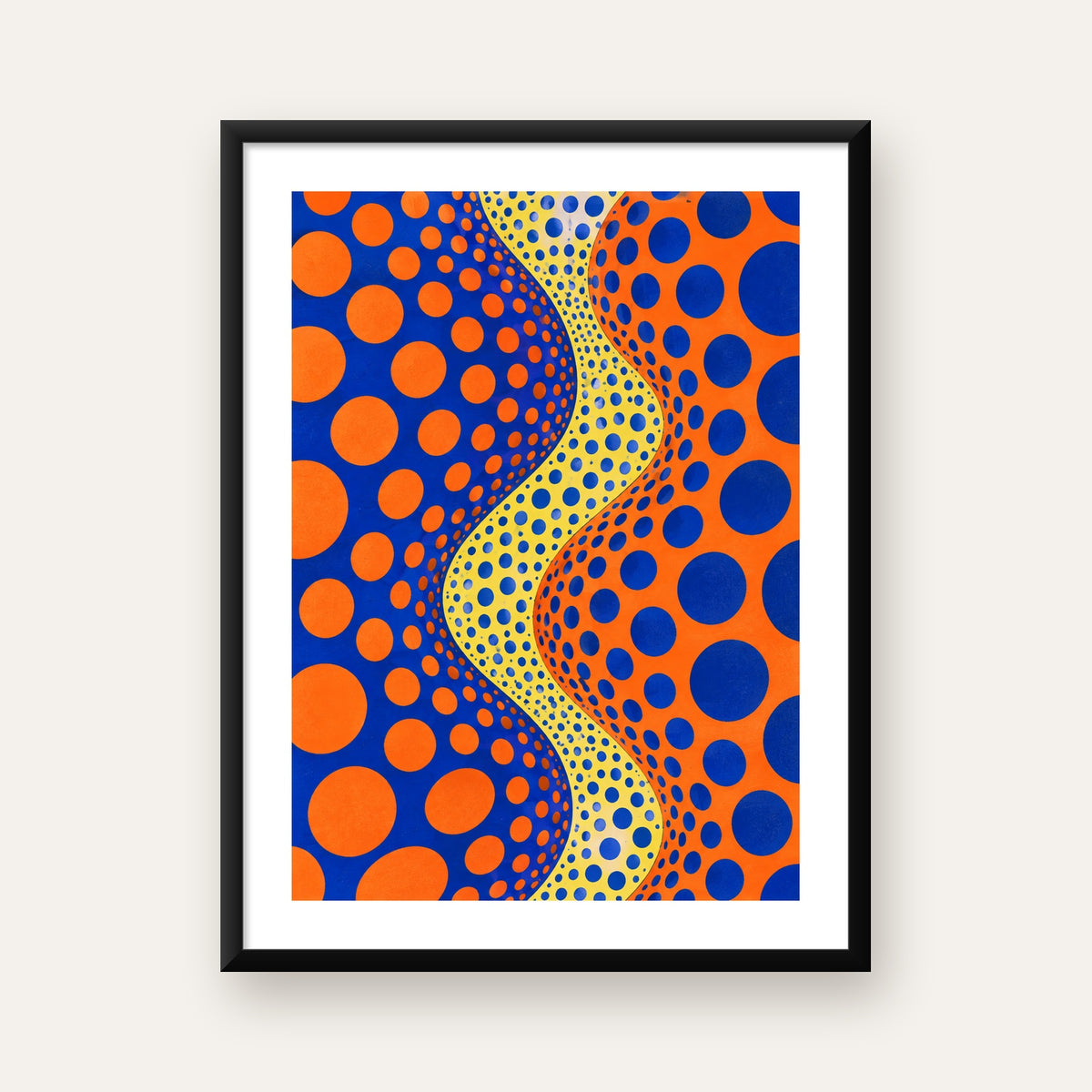 Optik İllüzyon Daire Desenli Modern Poster - Renkli Dalga — Dikey baskı, beyaz paspartulu
