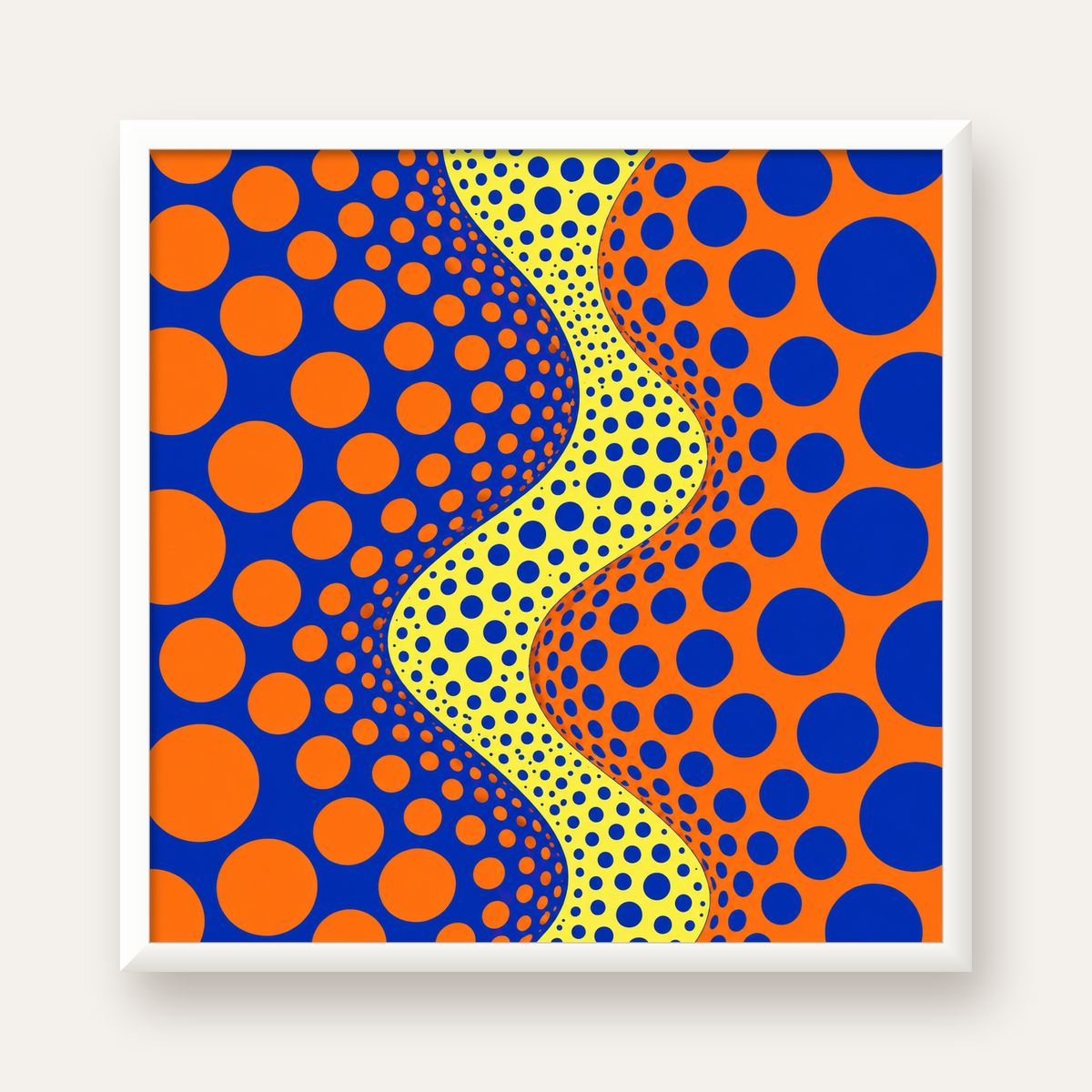 Optik İllüzyon Daire Desenli Modern Poster - Renkli Dalga — beyaz çerçeveli kare poster