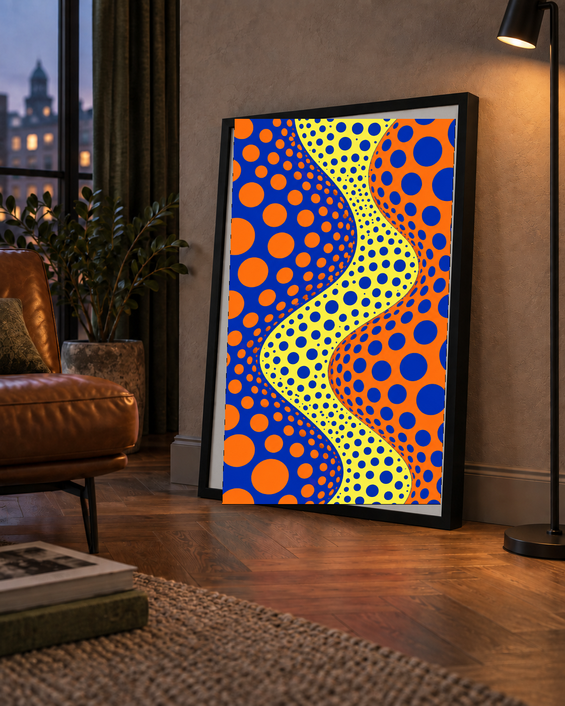 Optik İllüzyon Daire Desenli Modern Poster - Renkli Dalga