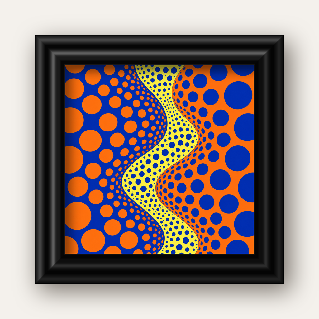 Optik İllüzyon Daire Desenli Modern Poster - Renkli Dalga — siyah galeri çerçeveli