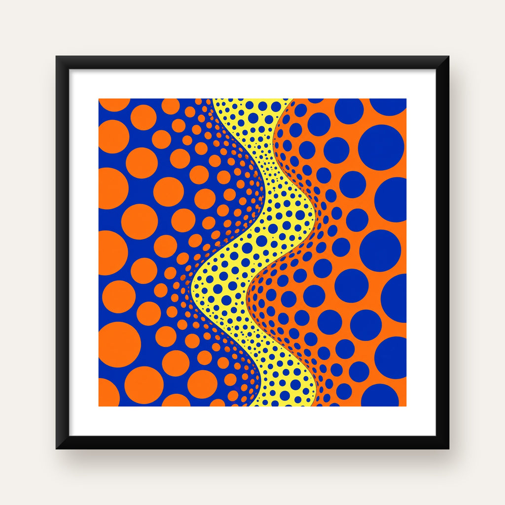 Optik İllüzyon Daire Desenli Modern Poster - Renkli Dalga — Kare baskı, beyaz paspartulu
