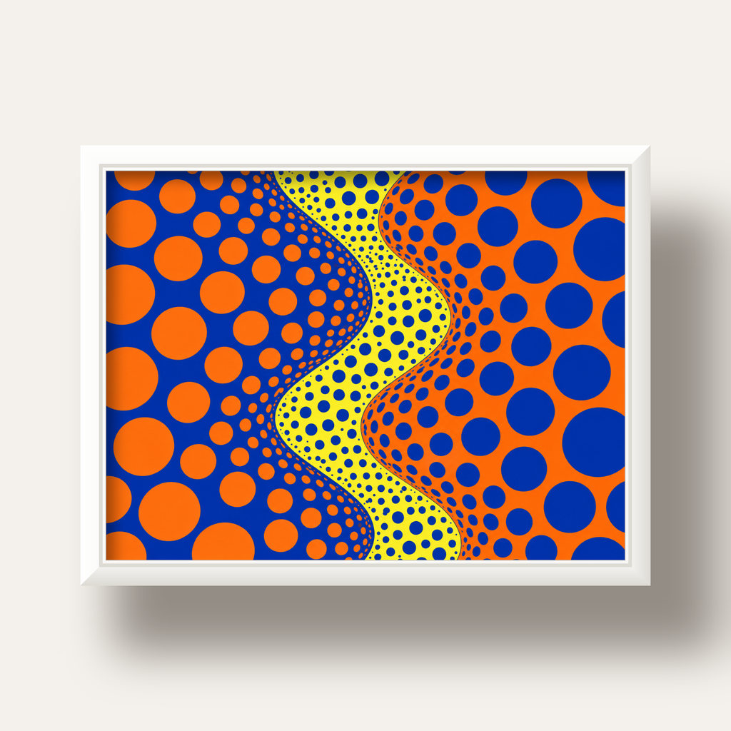 Optik İllüzyon Daire Desenli Modern Poster - Renkli Dalga — beyaz derin çerçeveli