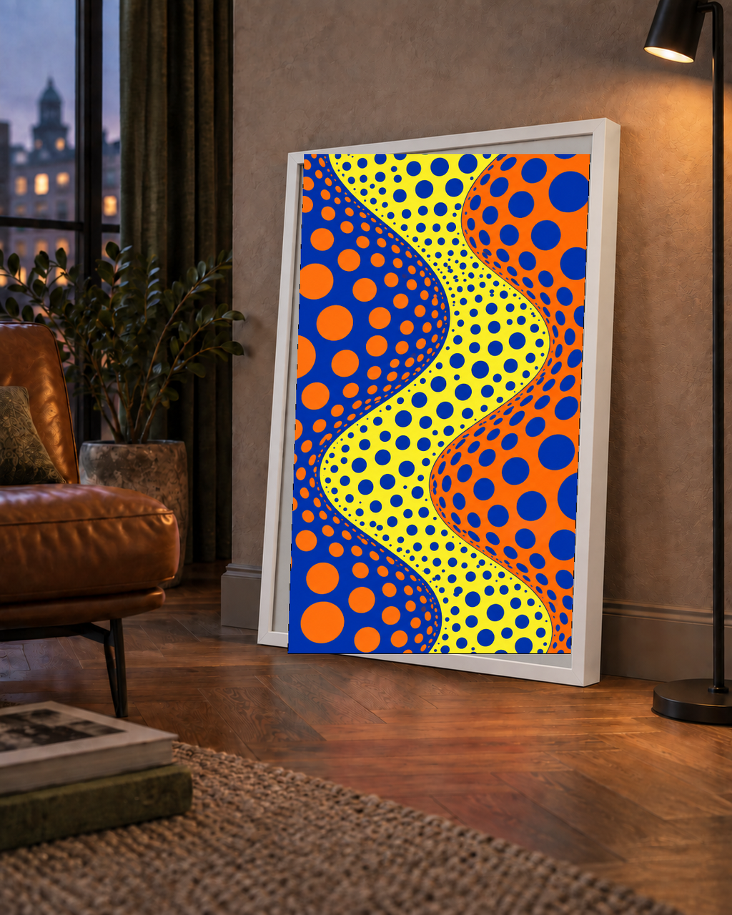 Optik İllüzyon Daire Desenli Modern Poster - Renkli Dalga