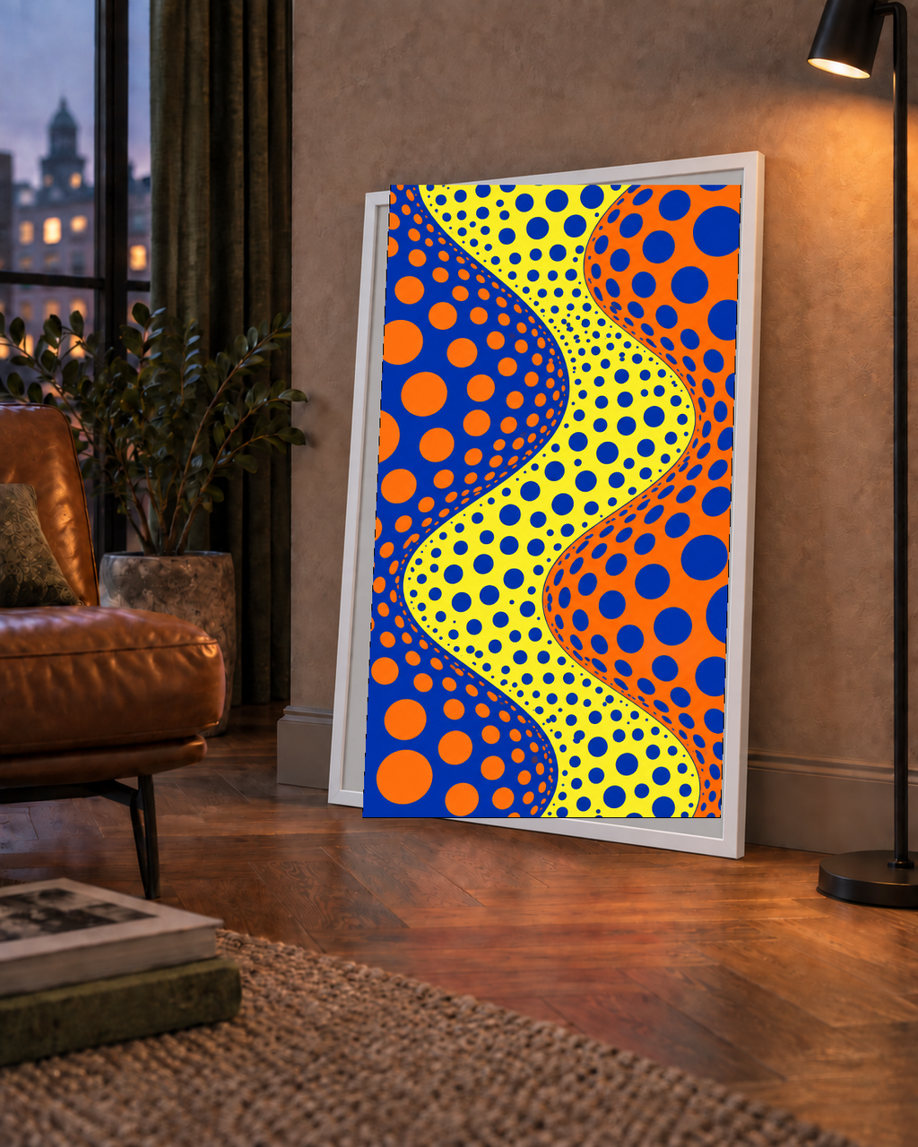 Optik İllüzyon Daire Desenli Modern Poster - Renkli Dalga