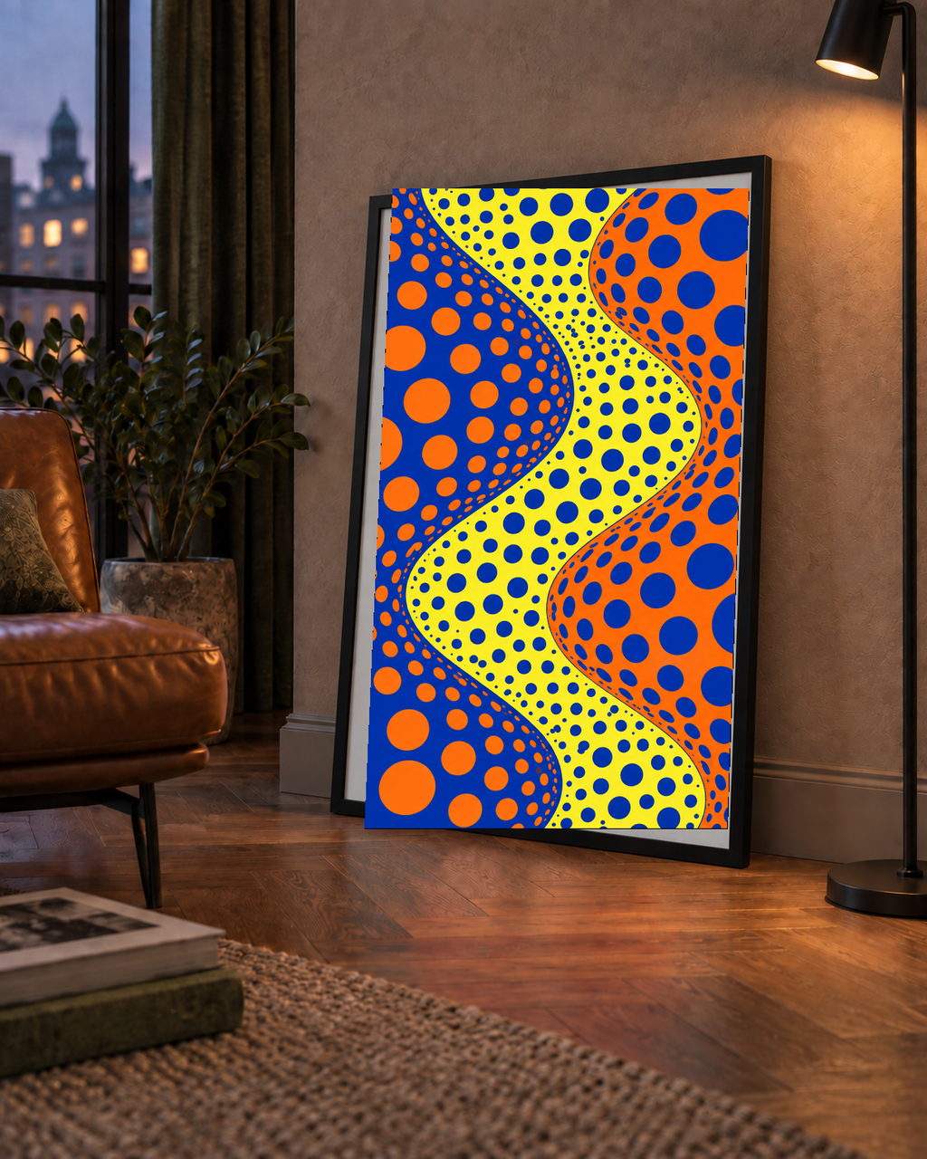Optik İllüzyon Daire Desenli Modern Poster - Renkli Dalga