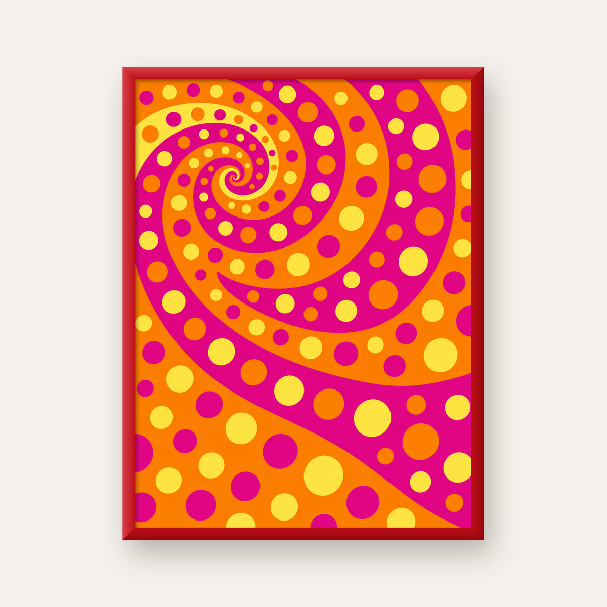 Retro Spiral Desenli Soyut Sanat Poster – Canlı Renkler — kırmızı çerçeveli
