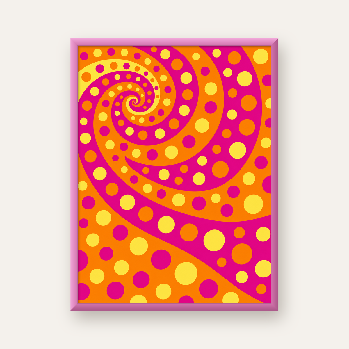 Retro Spiral Desenli Soyut Sanat Poster – Canlı Renkler — pembe çerçeveli