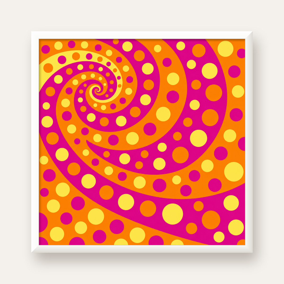 Retro Spiral Desenli Soyut Sanat Poster – Canlı Renkler — beyaz çerçeveli kare poster