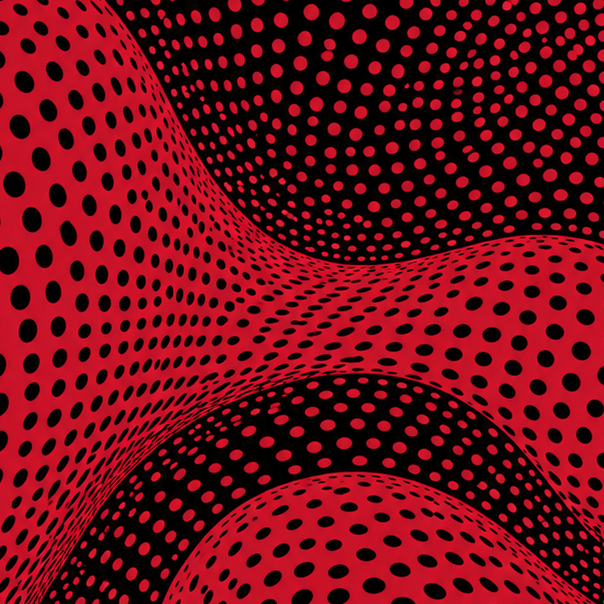 Kırmızı Siyah Op-Art Dalga Desenli Modern Poster — baskının yakın çekimi, kâğıt dokusu ve renk detayı