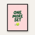 ONE MORE SET Motivasyon Tenis Posteri – Modern Duvar Dekoru — Dikey baskı, düz siyah çerçeveli duvar posteri