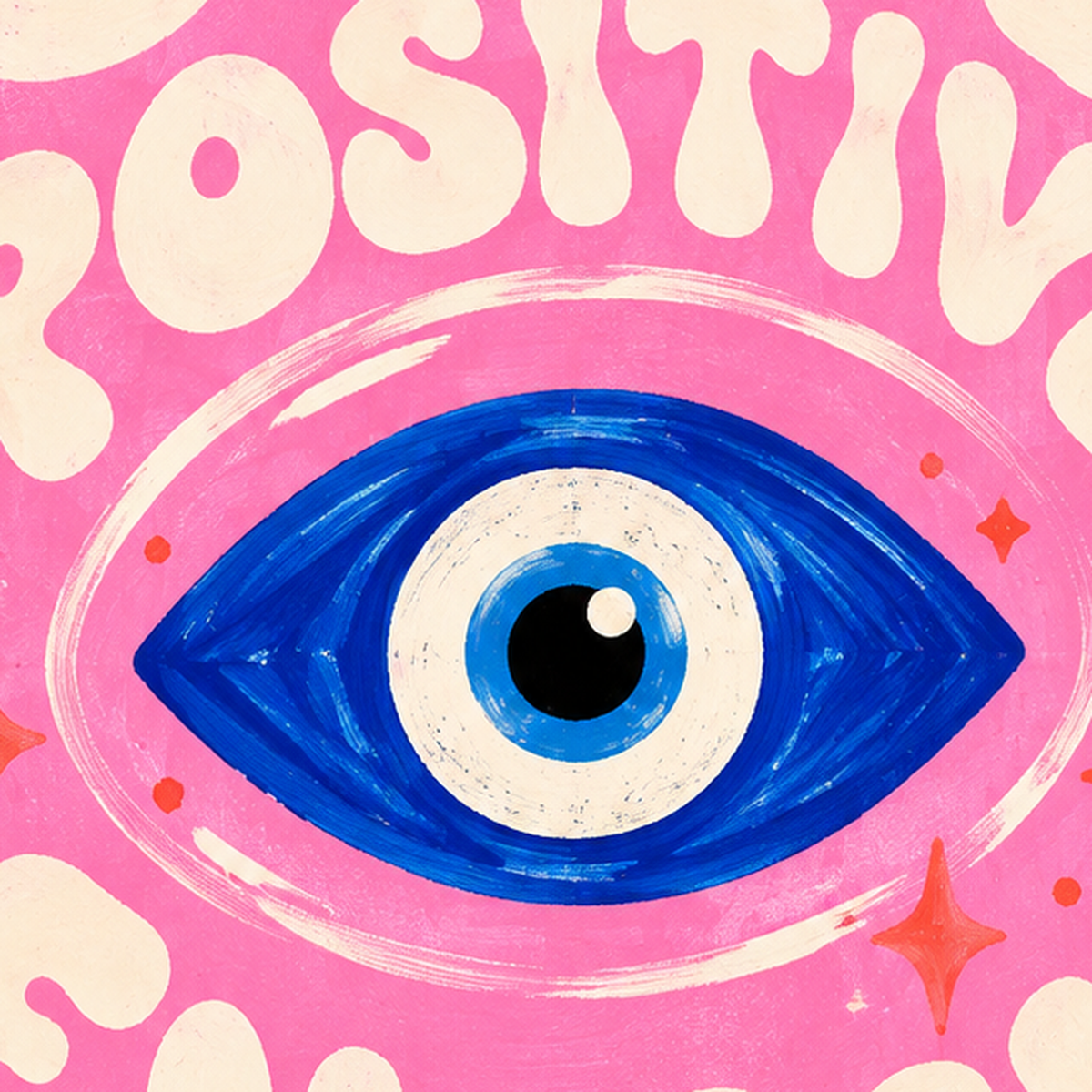 Only Positive Energy Nazar Boncuğu Poster – Modern Duvar Dekoru — baskının yakın çekimi, kâğıt dokusu ve renk detayı