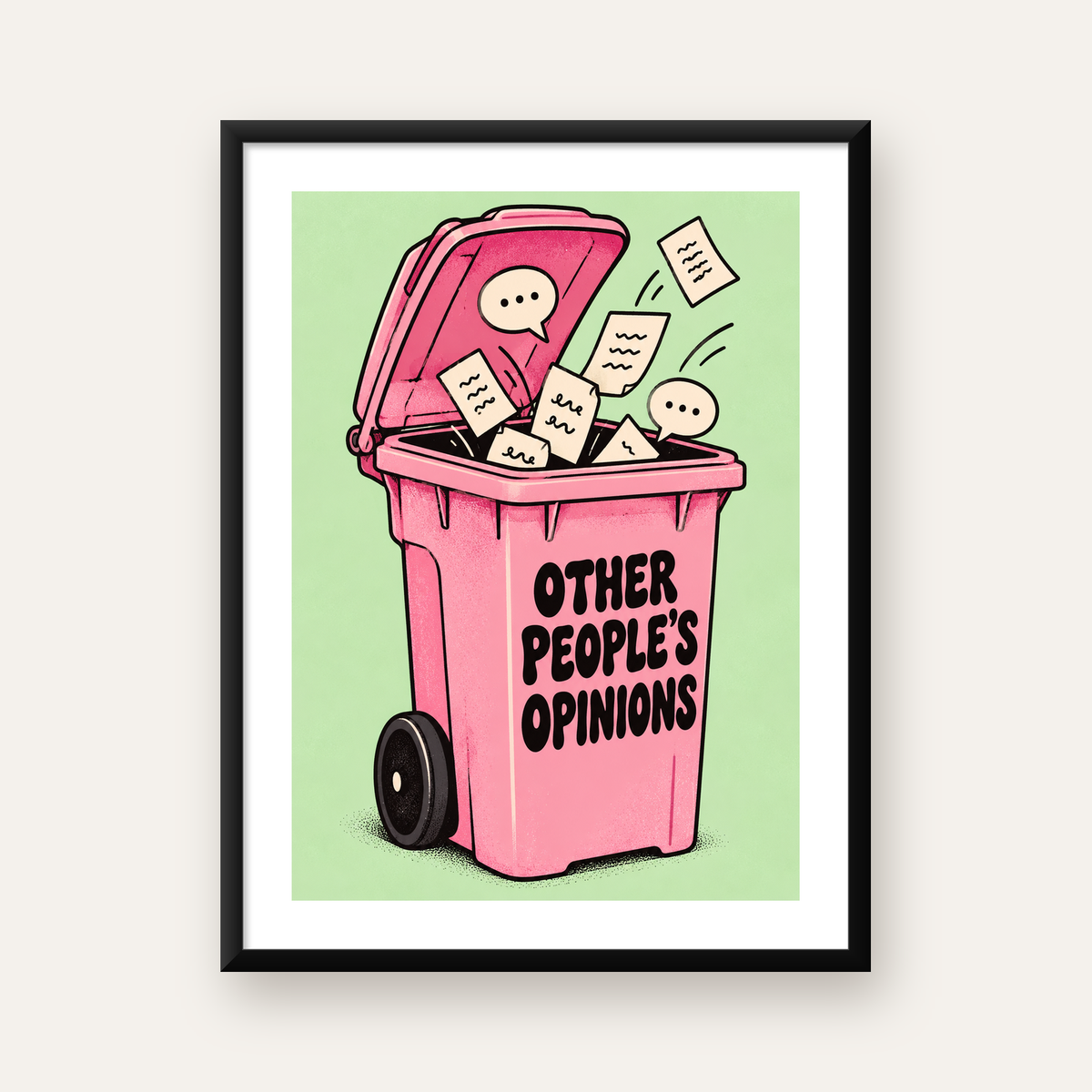Other People’s Opinions Poster – Mizahi Motive Duvar Sanatı — Dikey baskı, beyaz kenar boşluklu