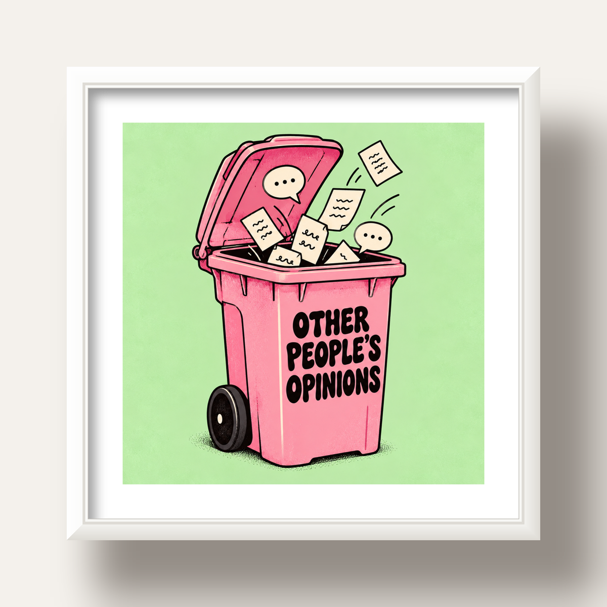 Other People's Opinions — Çöp Kutusu — beyaz derin çerçeveli paspartulu