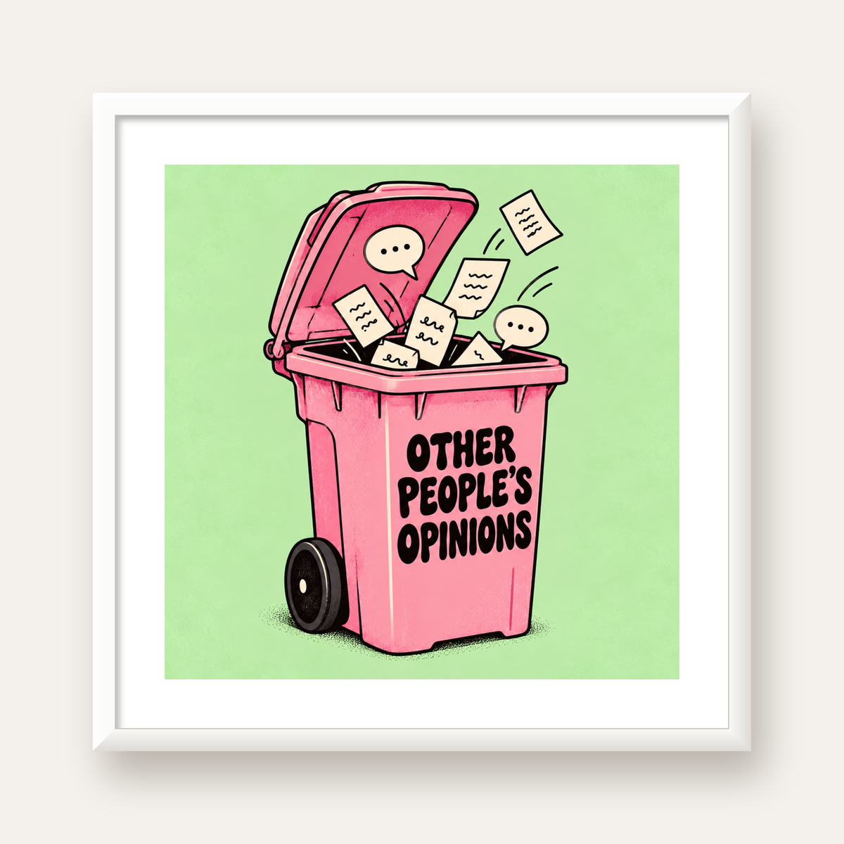 Other People's Opinions — Çöp Kutusu — beyaz çerçeveli kare poster
