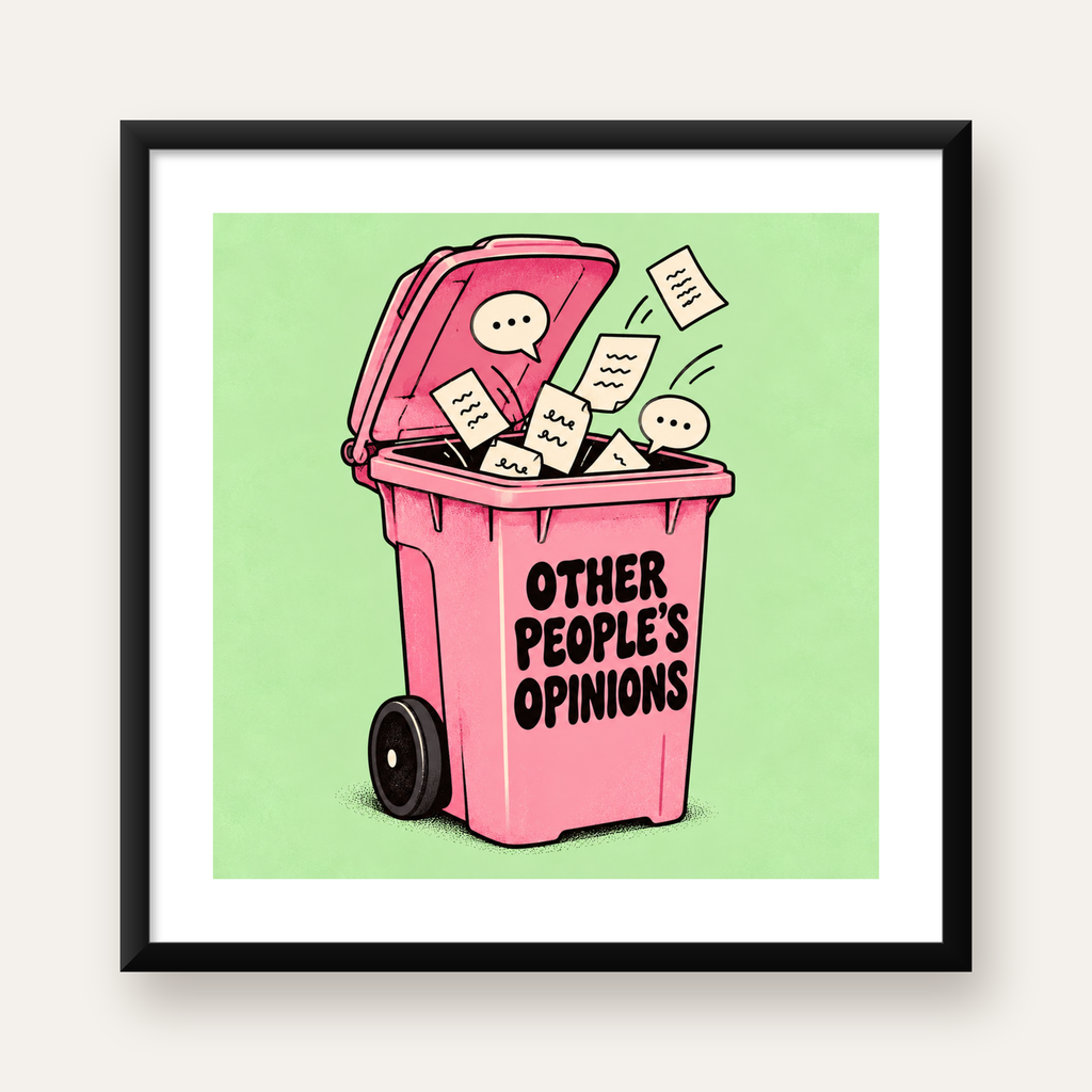 Other People’s Opinions Poster – Mizahi Motive Duvar Sanatı — Kare baskı, beyaz kenar boşluklu