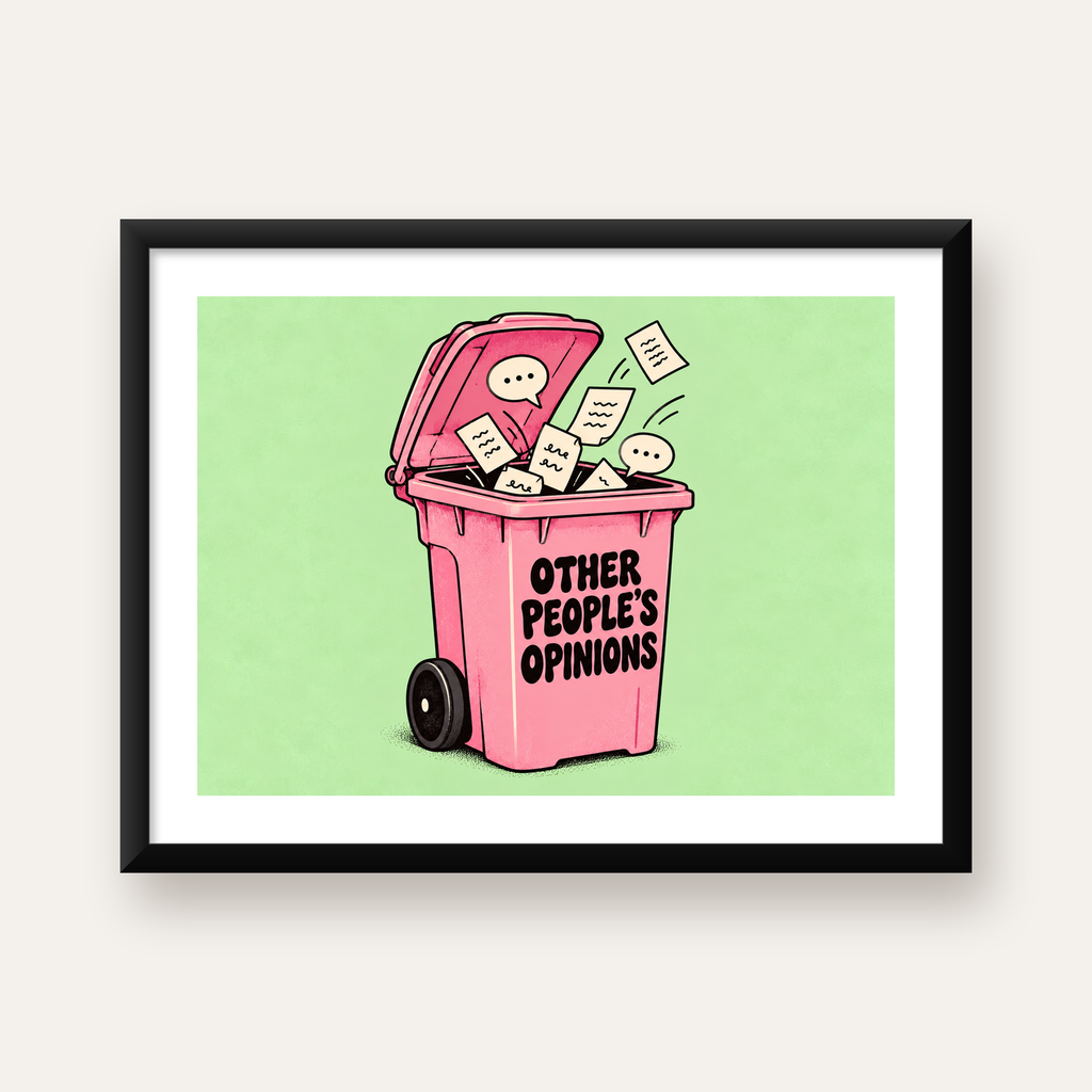 Other People’s Opinions Poster – Mizahi Motive Duvar Sanatı — Yatay baskı, beyaz kenar boşluklu