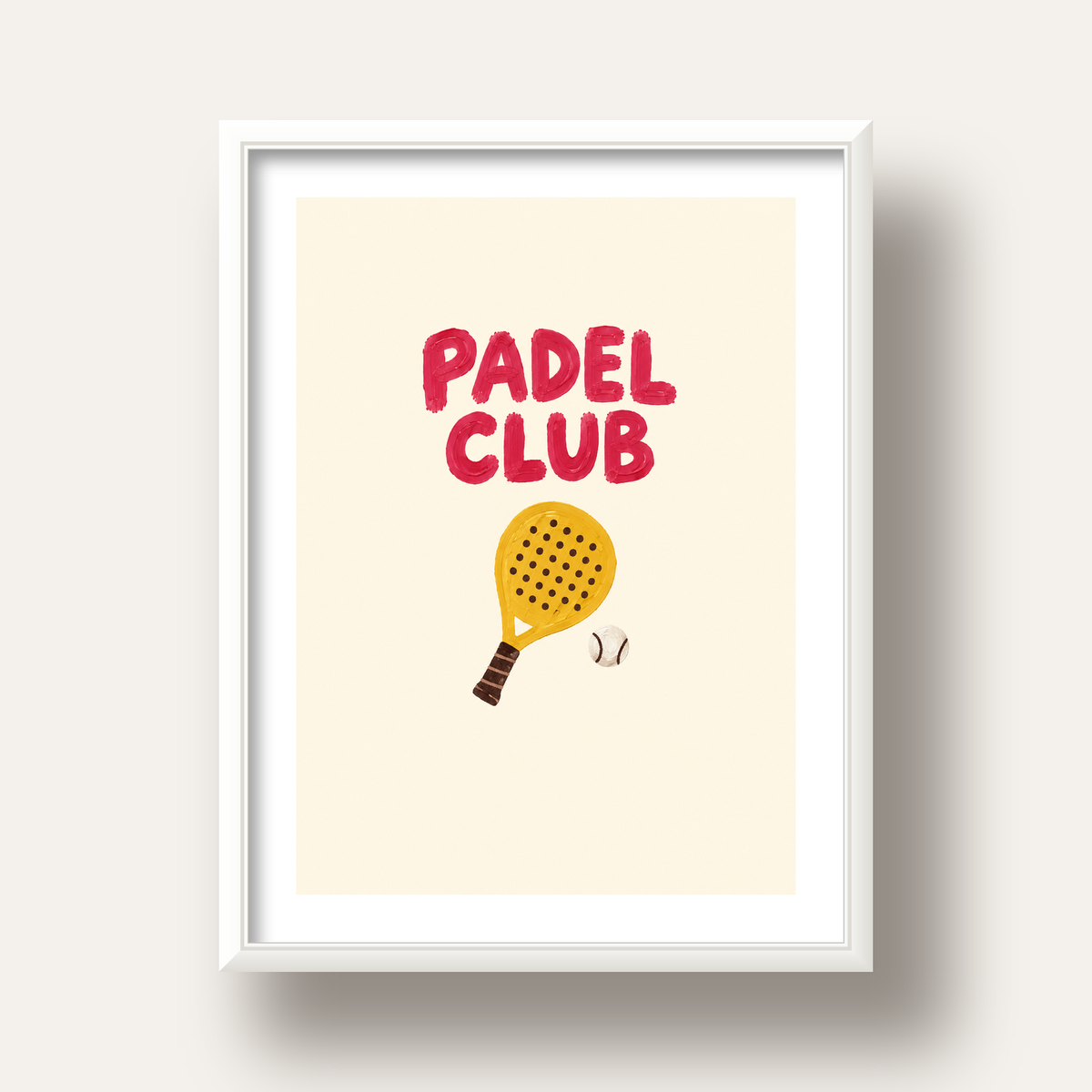 Padel Club El Çizimi Poster – Modern Spor İllüstrasyonu — beyaz derin çerçeveli paspartulu