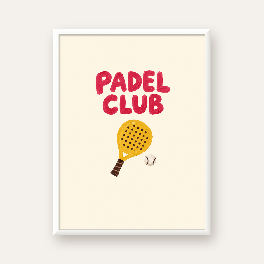 Padel Club El Çizimi Poster – Modern Spor İllüstrasyonu — beyaz çerçeveli dikey poster
