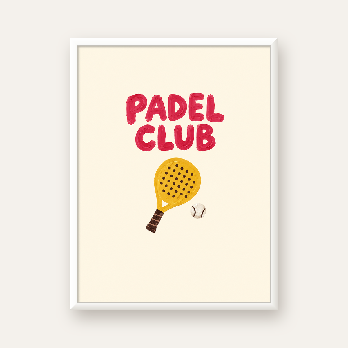 Padel Club El Çizimi Poster – Modern Spor İllüstrasyonu — beyaz çerçeveli dikey poster