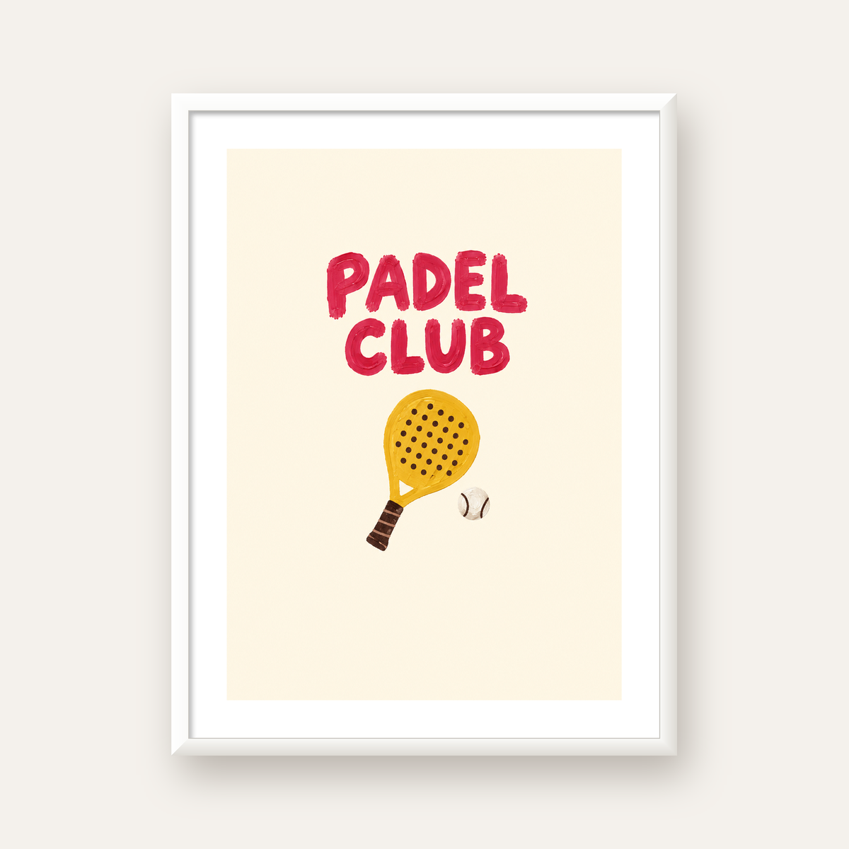 Padel Club El Çizimi Poster – Modern Spor İllüstrasyonu — beyaz çerçeveli dikey poster