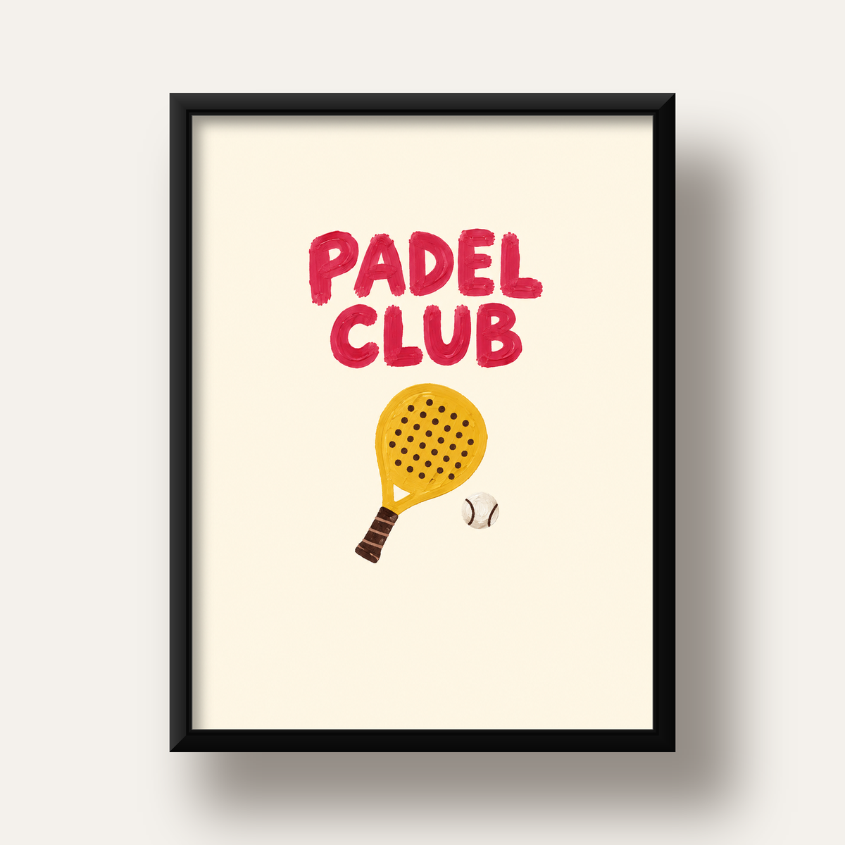 Padel Club El Çizimi Poster – Modern Spor İllüstrasyonu — siyah derin çerçeveli