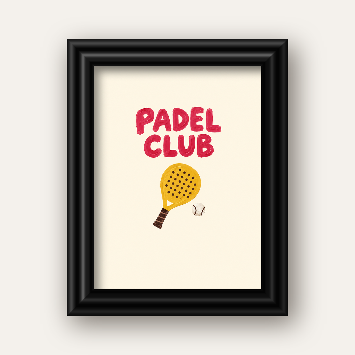 Padel Club El Çizimi Poster – Modern Spor İllüstrasyonu — siyah galeri çerçeveli