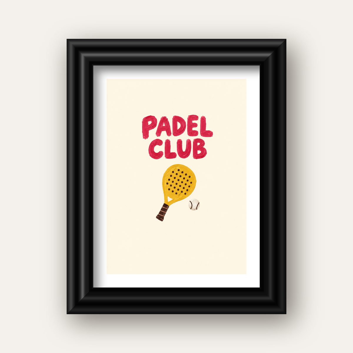 Padel Club El Çizimi Poster – Modern Spor İllüstrasyonu — siyah galeri çerçeveli paspartulu