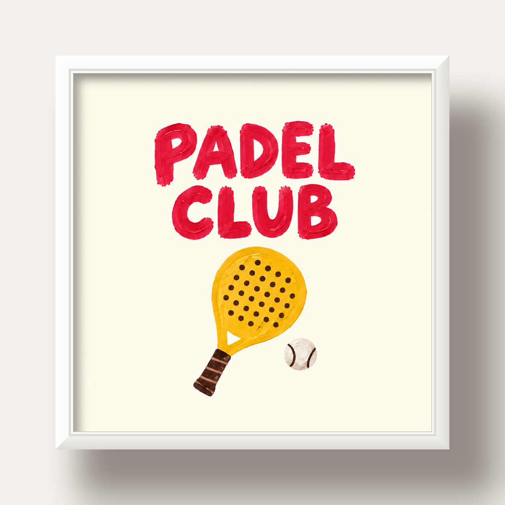 Padel Club El Çizimi Poster – Modern Spor İllüstrasyonu — beyaz derin çerçeveli