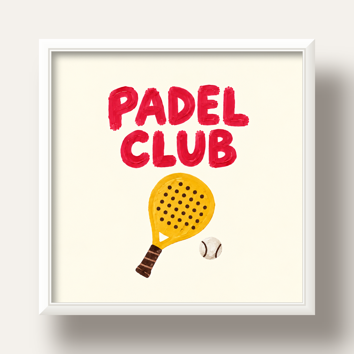 Padel Club El Çizimi Poster – Modern Spor İllüstrasyonu — beyaz derin çerçeveli