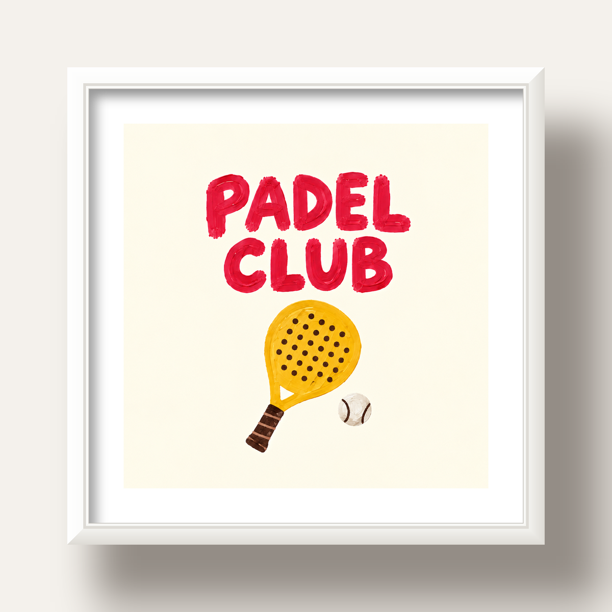 Padel Club El Çizimi Poster – Modern Spor İllüstrasyonu — beyaz derin çerçeveli paspartulu